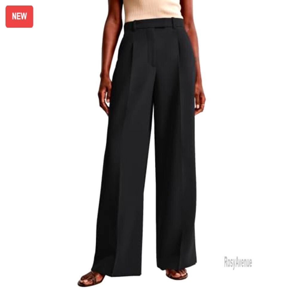 High Waisted Wide Leg Work Pants with Pockets Business Casual Trousers - Picture 6 of 7